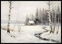 Cottage Winter Landscape-2