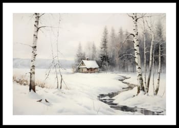 Plagát Cottage Winter Landscape