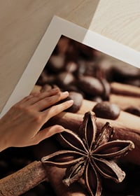 Close-up of cinnamon sticks, star anise and coffee beans-9