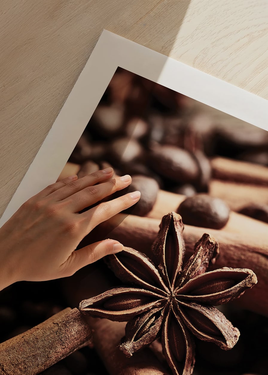 Close-up of cinnamon sticks, star anise and coffee beans-12