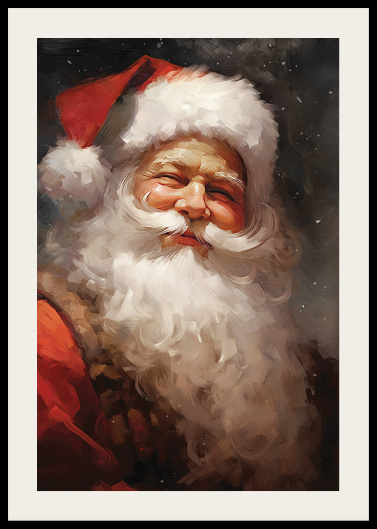 Portrait à l'aquarelle du Père Noël avec un chapeau rouge et une barbe blanche-12