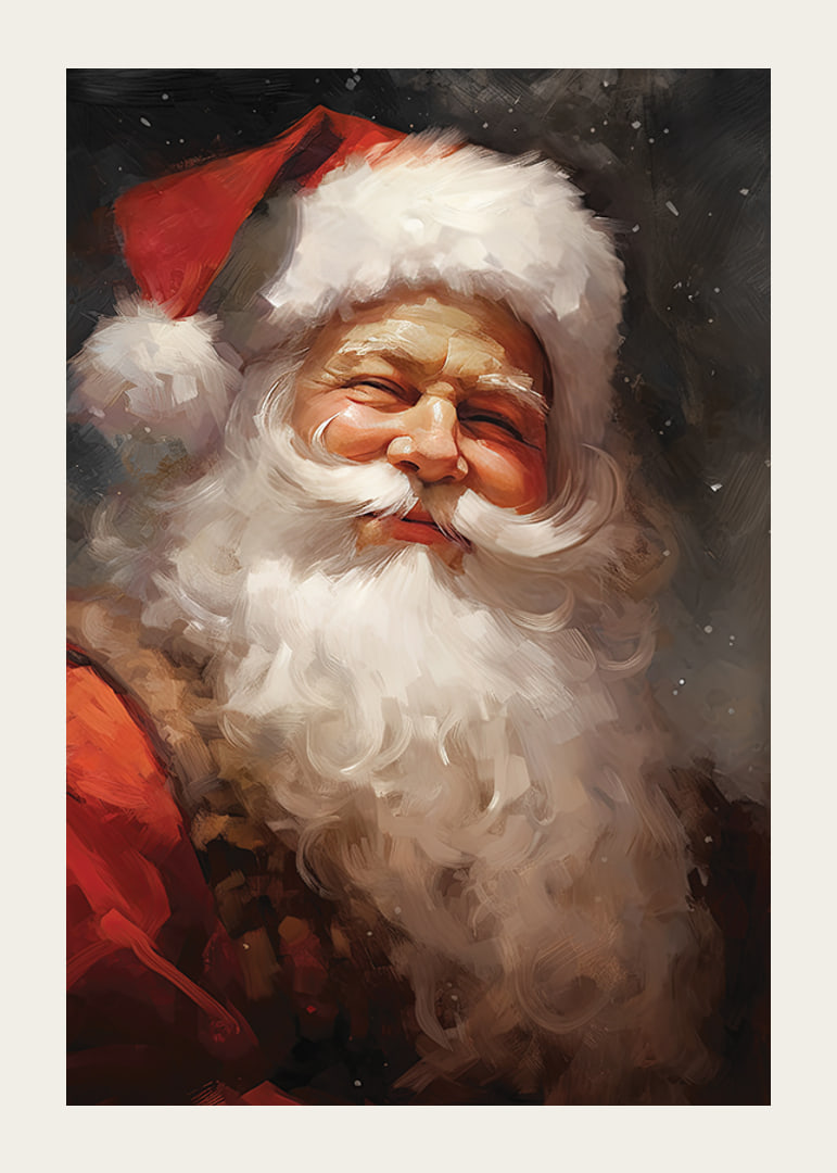 Portrait à l'aquarelle du Père Noël avec un chapeau rouge et une barbe blanche-12