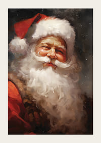 Akvarellportrett av julenissen med rød hatt og hvitt skjegg-3