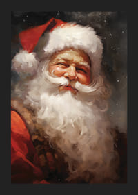 Akvarellportrett av julenissen med rød hatt og hvitt skjegg-5