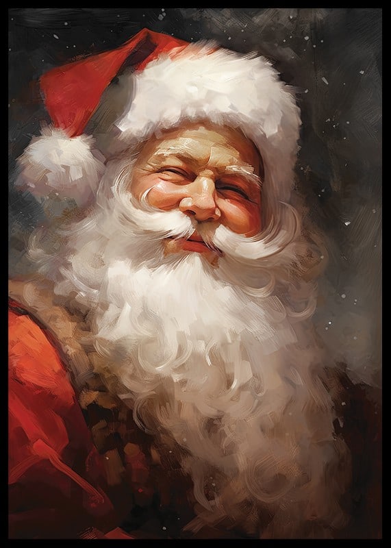 Portrait à l'aquarelle du Père Noël avec un chapeau rouge et une barbe blanche-12