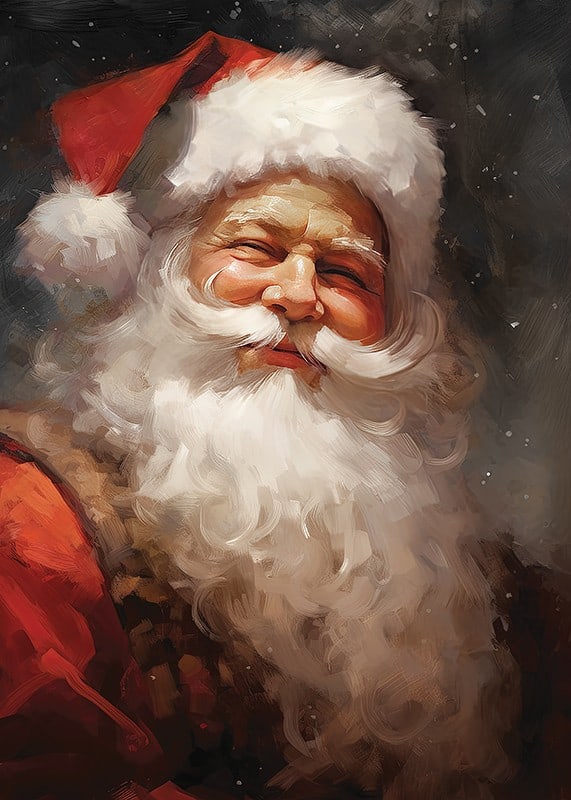 Portrait à l'aquarelle du Père Noël avec un chapeau rouge et une barbe blanche-12