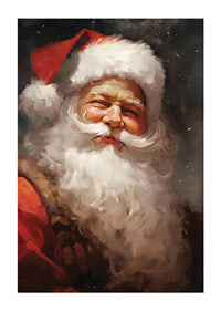 Portrait à l'aquarelle du Père Noël avec un chapeau rouge et une barbe blanche-1