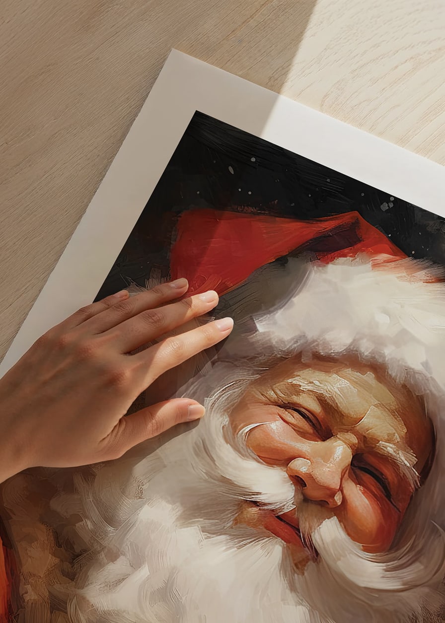 Portrait à l'aquarelle du Père Noël avec un chapeau rouge et une barbe blanche-12