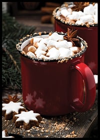Red mug with hot chocolate and marshmallows, Christmas feeling-6