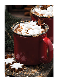 Red mug with hot chocolate and marshmallows, Christmas feeling-1
