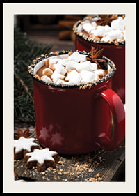 Red mug with hot chocolate and marshmallows, Christmas feeling-2