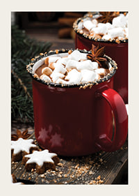 Red mug with hot chocolate and marshmallows, Christmas feeling-3