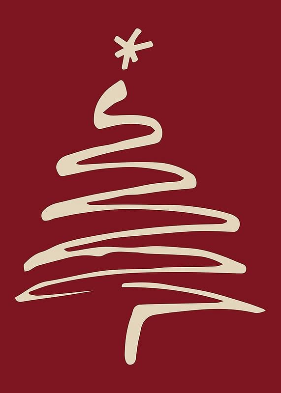 Christmas Tree Line Art R&W-12