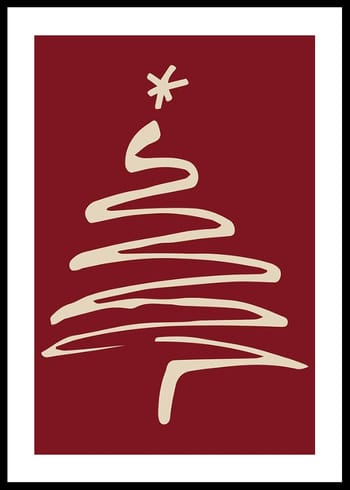 Poster Christmas Tree Line Art R&W