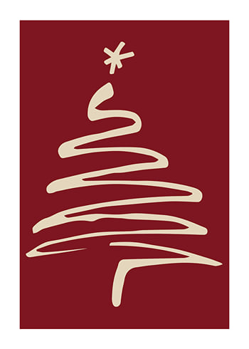 Poster Christmas Tree Line Art R&W