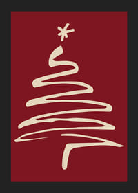 Minimalistische kerstboom in lichtbeige tegen een donkerrode achtergrond-5