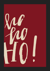 Ręcznie pisany tekst „ho ho ho” w kolorze beżowym na ciemnoczerwonym tle-5