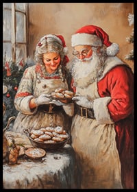 Illustration of Santa Claus and Mrs. Claus baking cookies-6