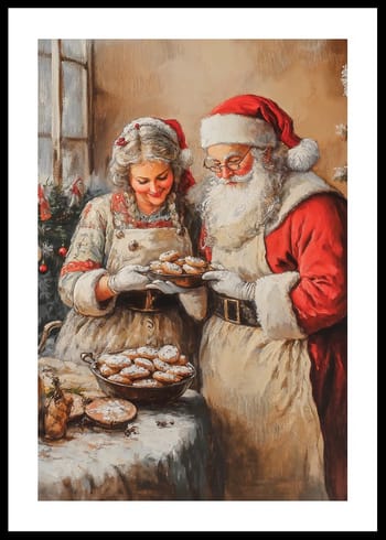 Plakat Santa And Mrs Claus Baking