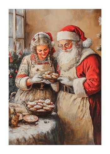 Poster Santa And Mrs Claus Baking