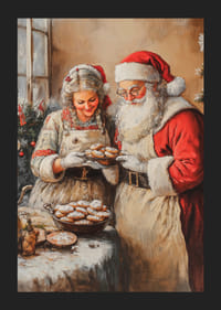 Ilustrácia Santa Clausa a pani Clausovej, ktorí pečú koláčiky-5