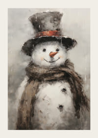 Illusztrált hóember cilinderrel és barna sállal-3