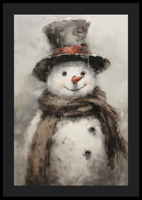 Illusztrált hóember cilinderrel és barna sállal-4