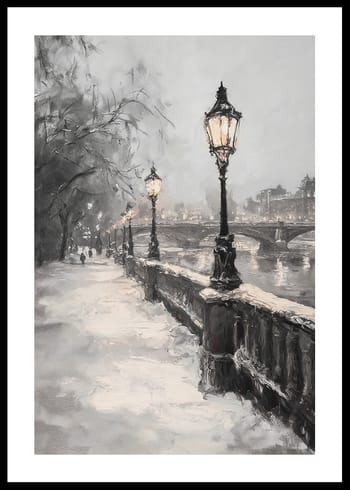 Poster Winter Stroll By The Riverside