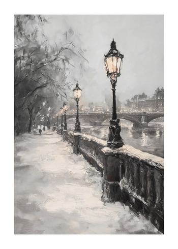 Poster Winter Stroll By The Riverside