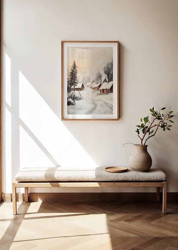 Plakāts Winter Cabin Lane crossfade