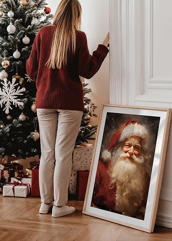 Plagát s maľbou Santa Clausa v teplom svetle-12