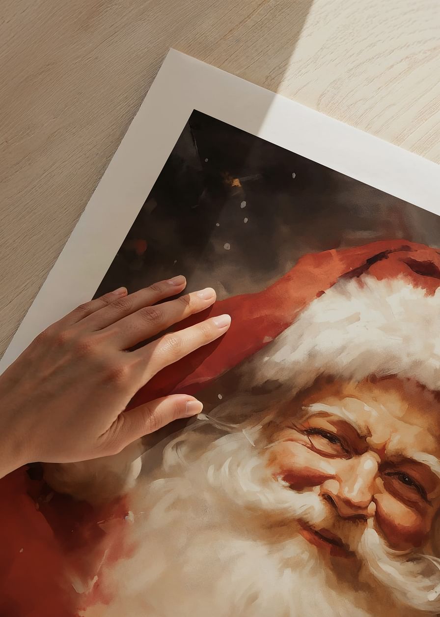 Plagát s maľbou Santa Clausa v teplom svetle-12