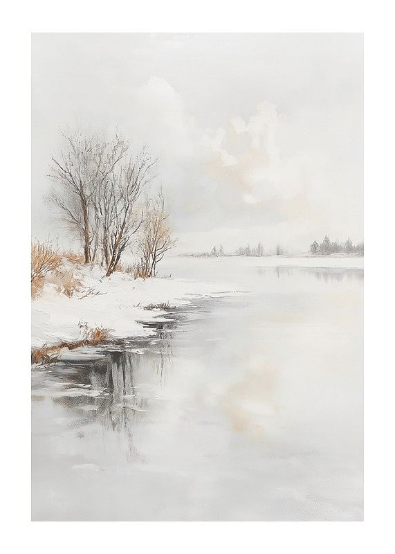 Plagát Silent Winter Riverbank