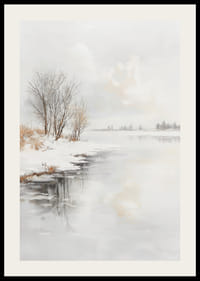 Téli táj fagyott fákkal és jéggel a folyóparton-2