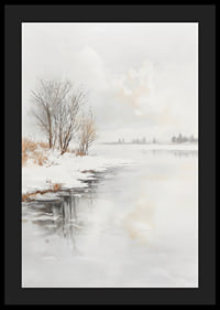 Winter landscape with frozen trees and ice on the riverbank-4