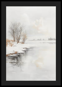 Téli táj fagyott fákkal és jéggel a folyóparton-4