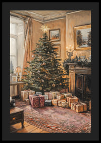 Painted Christmas tree with presents in classic living room-4
