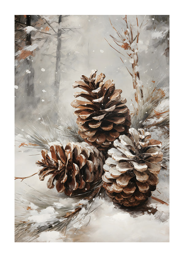 Plakāts Pinecone Bliss In Snow