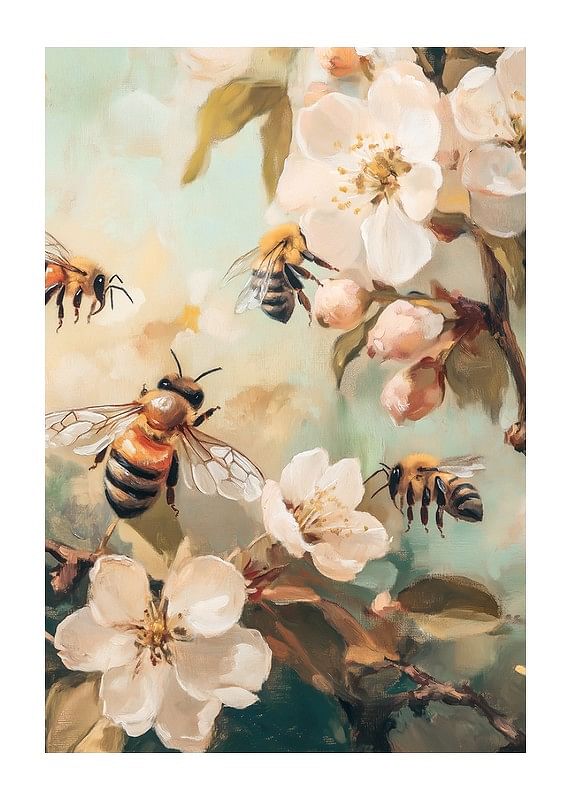 Plagát Buzzing Among Blooms