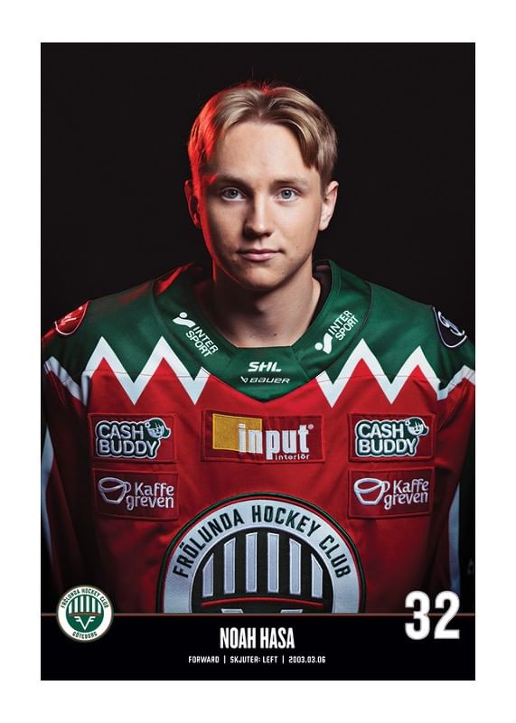 Poster Noah Hasa #32 Frölunda HC 2023/2024