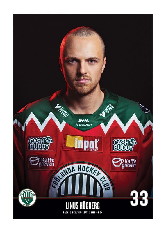 Poster Linus Högberg #33 Frölunda HC 2023/2024