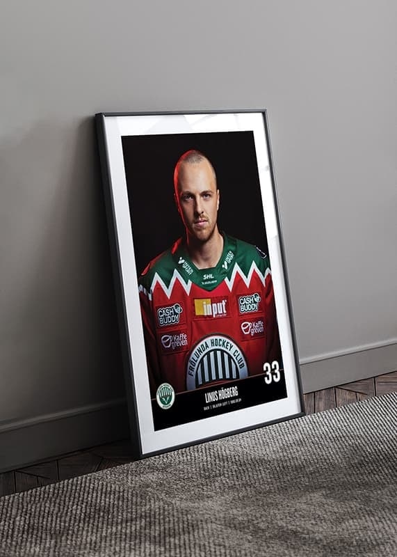 Poster Linus Högberg #33 Frölunda HC 2023/2024 crossfade