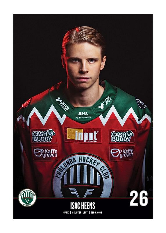 Poster Isac Heens #26 Frölunda HC 2023/2024