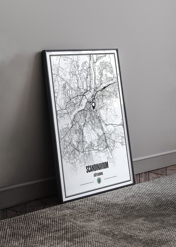 Poster Frölunda HC Scandinavium Göteborg Karta B&W crossfade