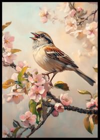 Celui qui attrape un oiseau chanteur parmi les branches fleuries-2