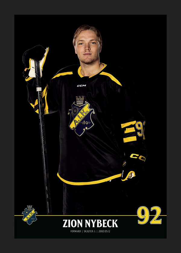 Poster Zion Nybeck #92 AIK Hockey 2023/2024