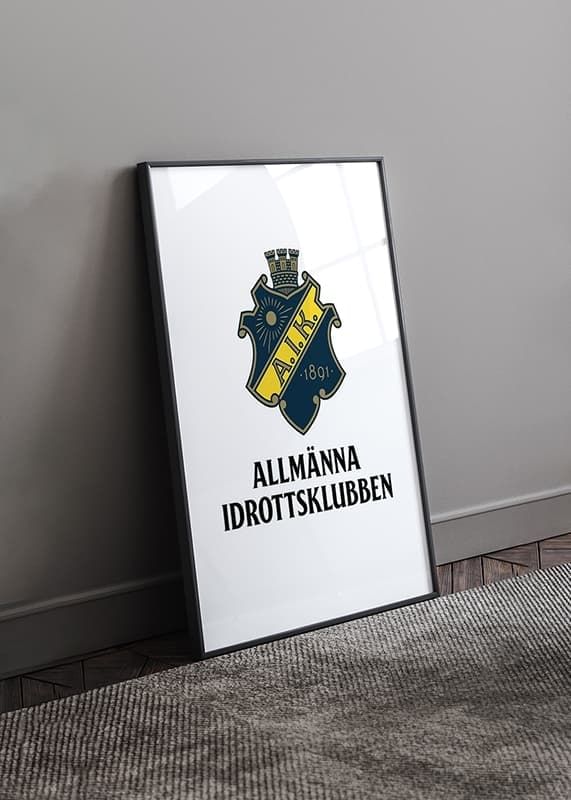 Poster AIK Hockey Allmänna Idrottsklubben Logo Vit crossfade