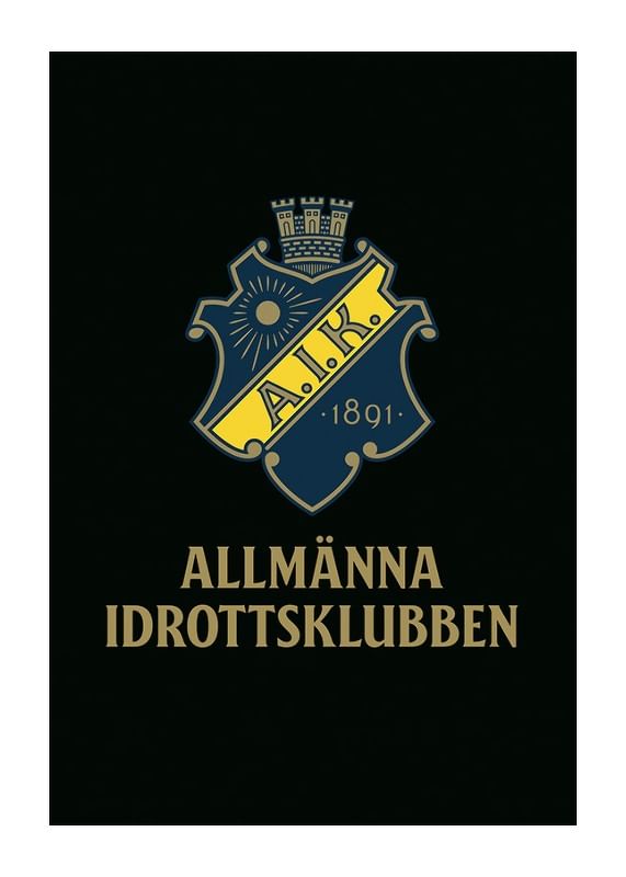 Poster AIK Hockey Allmänna Idrottsklubben Logo Svart