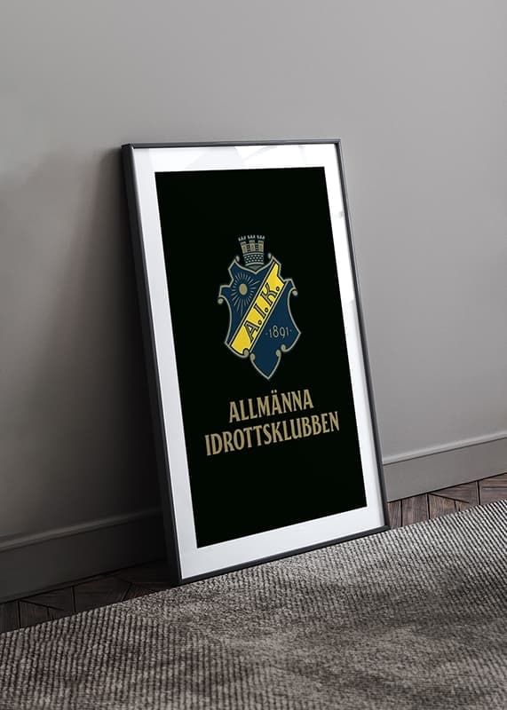 Poster AIK Hockey Allmänna Idrottsklubben Logo Svart crossfade