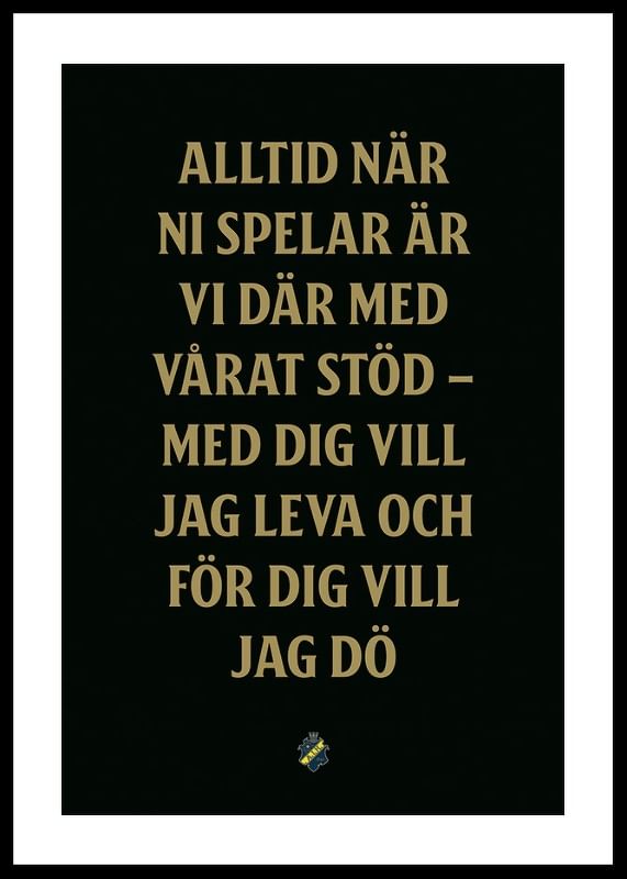 Poster AIK Hockey För Dig Vill Jag Dö